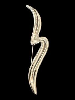 Vintage Napier Brooch Signed Silver Tone Abstract Pin 3 Inch Length High Polish